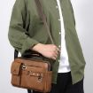 WEIXIER D235 Men Shoulder Bag Portable Light Brown PU Handbag - 2
