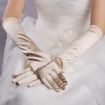 Vintage Satin Wedding Gloves, Long Champagne Sunscreen Bride Gloves - 1