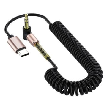 Type-C to 3.5mm Elbow Car Audio Adapter, 1.5m Cable Length - 1