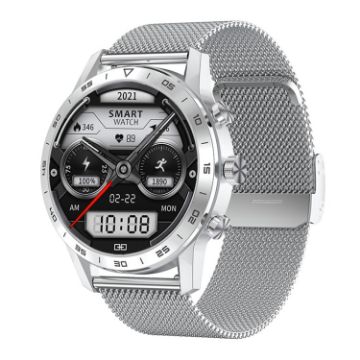 DT70 Analog Digital Dual Display Smart Watch (Silver Steel) - 1