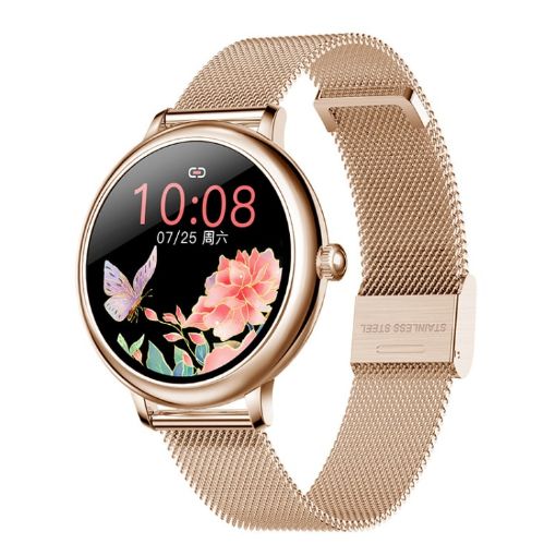 LOANIY CF80 Gold Steel 1.08" Smart Watch with Heart Rate Monitor - 1