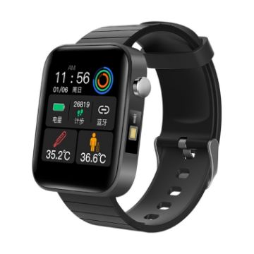 T68 1.54" Smart Watch with Temp Monitoring & Flashlight (Black) - 1