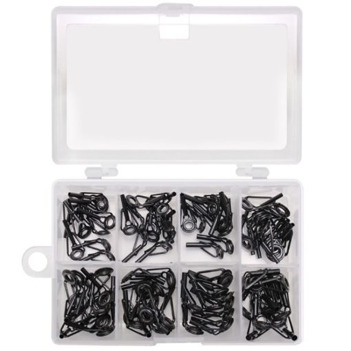 80 PCS Top Ring Leading Eye Rod Accessories, Iron+Ceramic (Black) - 1