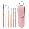 Pink 6 PCS Stainless Steel Nail Clipper Set with Eyebrow Trimmer - 1