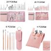 Pink 6 PCS Stainless Steel Nail Clipper Set with Eyebrow Trimmer - 2