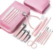Pink 6 PCS Stainless Steel Nail Clipper Set with Eyebrow Trimmer - 6