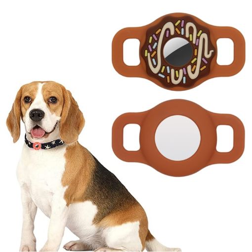 Brown Silicone Donut Pet Collar Cover for AirTag - Anti-scratch - 1