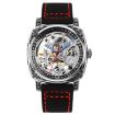 SKMEI 9271 Red Waterproof Mechanical Watch, Leather Strap - 1