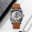SKMEI 9271 Red Waterproof Mechanical Watch, Leather Strap - 3