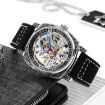 SKMEI 9271 Red Waterproof Mechanical Watch, Leather Strap - 4