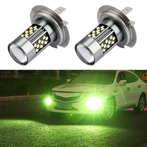 H7 12V 7W Lime Strobe LED Car Fog Light Pair - 1