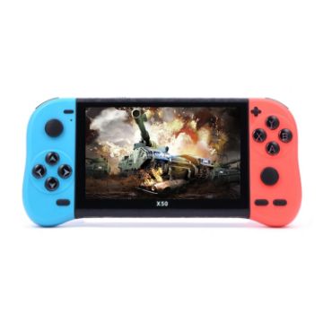 Retro X50 Handheld Game Console 5.1" Screen, 8G, 6000+ Games (Red/Blue) - 1