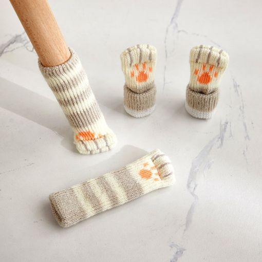 Double Knit Wear-Resisting Table Stool Leg Protective Cover (Gray) - 1