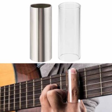 Glass & Metal Electric Guitar Finger Glide Set (Silver+Transparent) - 1