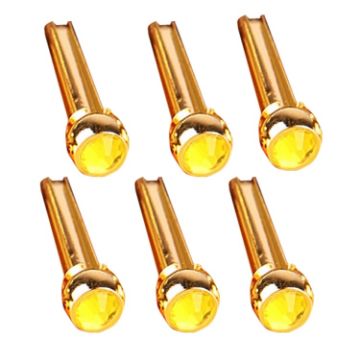 6PCS Pure Copper Guitar Caps, Crystal Head Citrine Yellow - 1