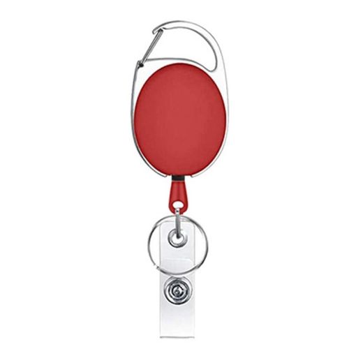 Retractable Red Badge Reel Lanyard ID Card Holder, 68cm Zinc Alloy - 1