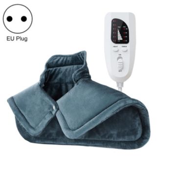 Electric Heated Thermal Shawl for Back & Neck, EU Plug, Dark Gray - 1