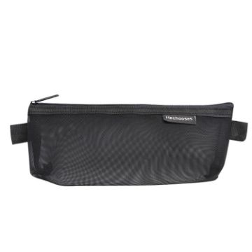 Hechooses D033 Triangle Transparent Mesh Portable Pen Bag Black - 1