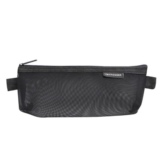Hechooses D033 Triangle Transparent Mesh Portable Pen Bag Black - 1