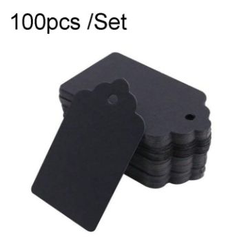 100pcs Waves Kraft Paper Gift Tags: Christmas Wedding Party Black - 1