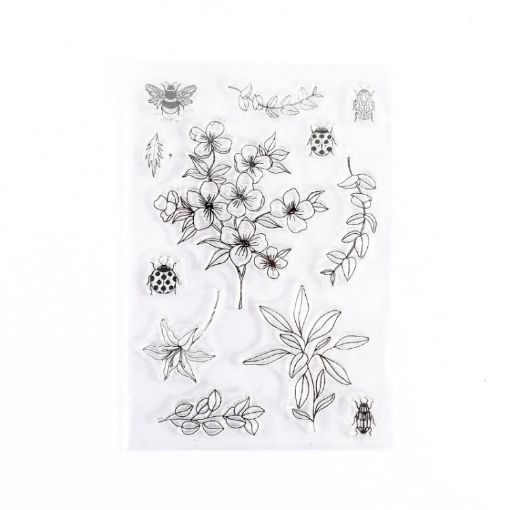 Vintage Botanical Flora & Fauna Clear Silicone Stamp Set (5 PCS) - 1
