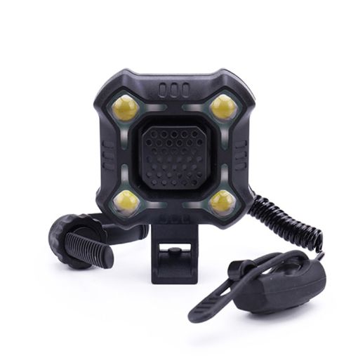 2 In 1 Black Bike Bell & Light with 140db Horn & Alarm Options - 1