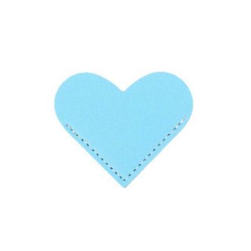Sky Blue Heart Shaped PU Leather Bookmark for Business Students - 1