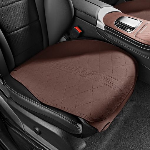 Breathable Flip-fur Car Cushion - Brown Front Seat, All Seasons - 1