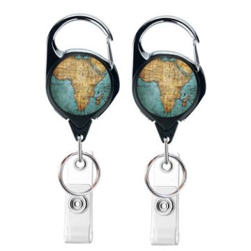 Vintage Compass Map Retractable Badge Reel Holder 2pcs 65cm - 1