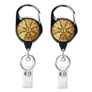 2pcs Retractable Badge Reel Vintage Compass Map Name Tag Holder 65cm - 1