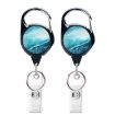 2pcs Vintage Compass Map Badge Holder, Blue Gilt Marble, 65cm Retractable - 1
