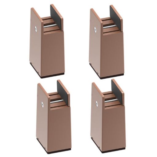 Adjustable Furniture Feet, 4pcs/set, 100mm High, Brown Plywood, 10-37mm - 1