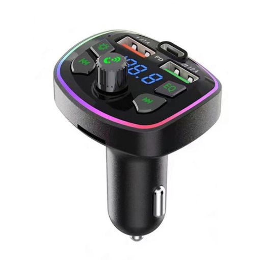 Q7 3.1A Car Charger FM Transmitter with Bluetooth & Colorful Lighting - 1