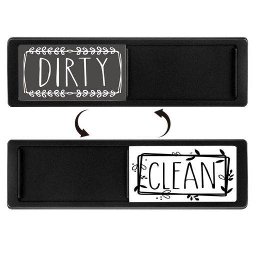 Double-Sided Clean Dirty Dishwasher Magnet - Black Gray - 1
