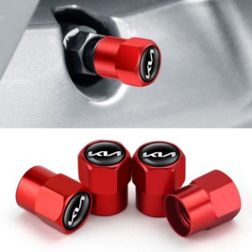 KIA KN Car Tire Valve Core Decorative Metal Caps, 3 Sets/12 Pcs (Red) - 1