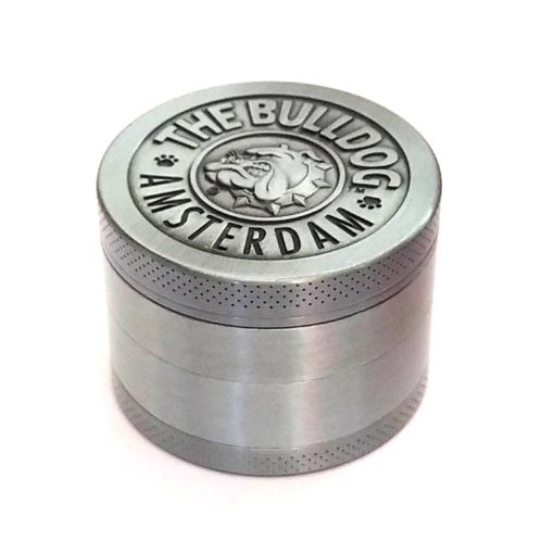 Bulldog Grinder 50mm Zinc Alloy, 4-Layer Ancient Silver Herb Grinder - 1