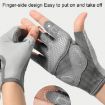Non-slip Half-finger Yoga Gloves, Shock-absorbing, Size M - Pink - 4