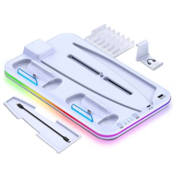 PS5/PSVR2 Controller Cooling Base with RGB Lights (White) - 1