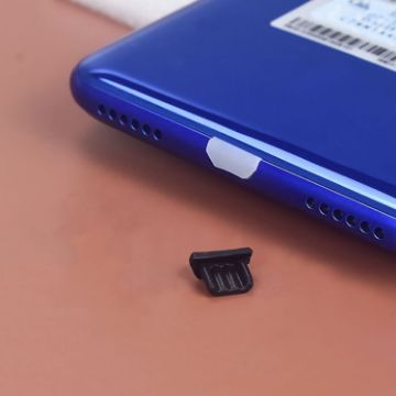 Black Silicone Micro USB Charging Port Dust Plug for Cell Phones - 1