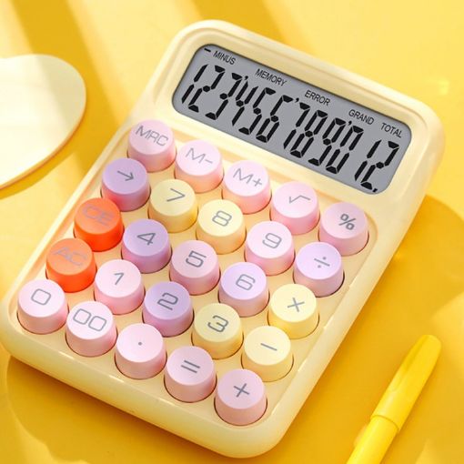 Dopamine Flex Lemon Yellow 12-Bit Office/Student Keyboard Calculator - 1