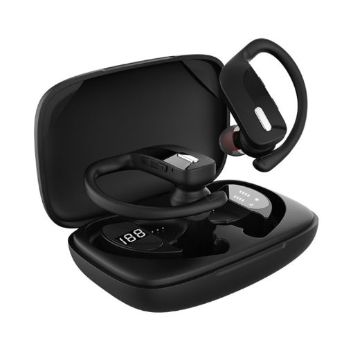TWS Bluetooth Earphones T17 Black - Noise Reduction & LED Display - 1