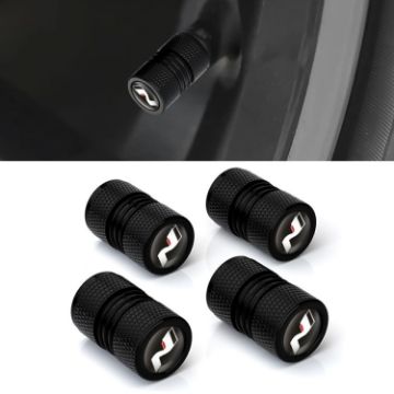 Black Aluminium N Label Car Tire Valve Caps - 4pcs/set - 1