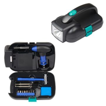 14-in-1 Flashlight Tool Kit Utility Set - Black Blue - 1