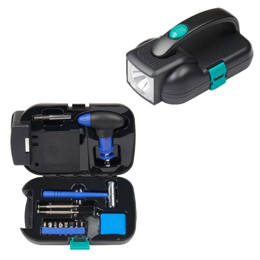 14-in-1 Flashlight Tool Kit Utility Set - Black Blue - 1