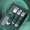 4pcs Stainless Steel Nail Knife Set with Portable Bag, Dark Green - 1