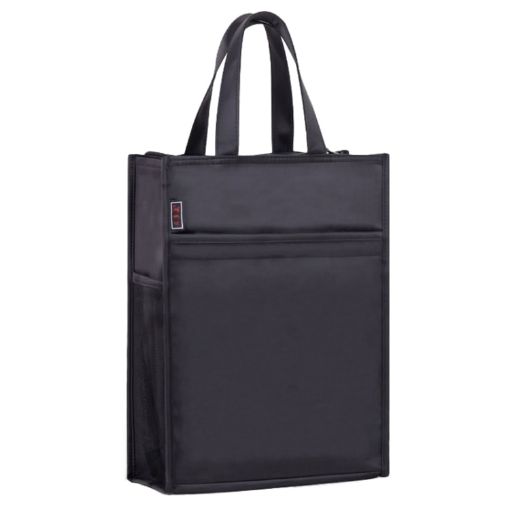 BeiDuoMei A4 Waterproof File Bag with Cup Holder - 3 Layers, Black - 1