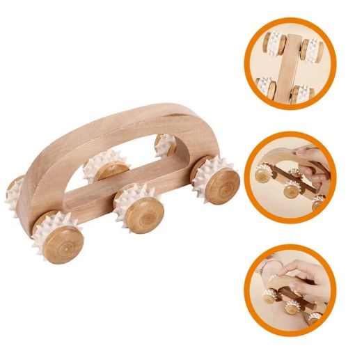 Wooden Manual Arch Bridge 6-Wheel Massager for Muscle Care - 1