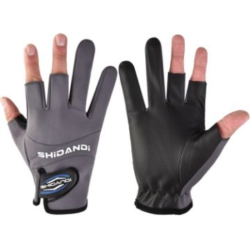 Waterproof Gray Fingerless Fishing Gloves - Non-Slip, Wear-Resistant - 1