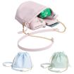 Large-Capacity Blue Waterproof Leather Camera Bag with Drawstring - 2