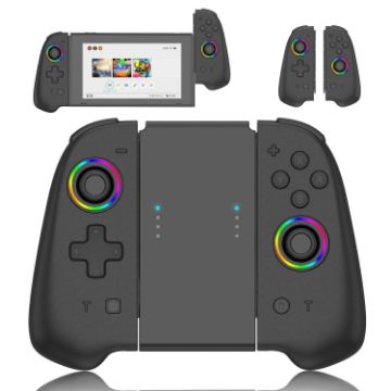 Colorful Light Left & Right Handle for Switch Joycon (Black) - 1